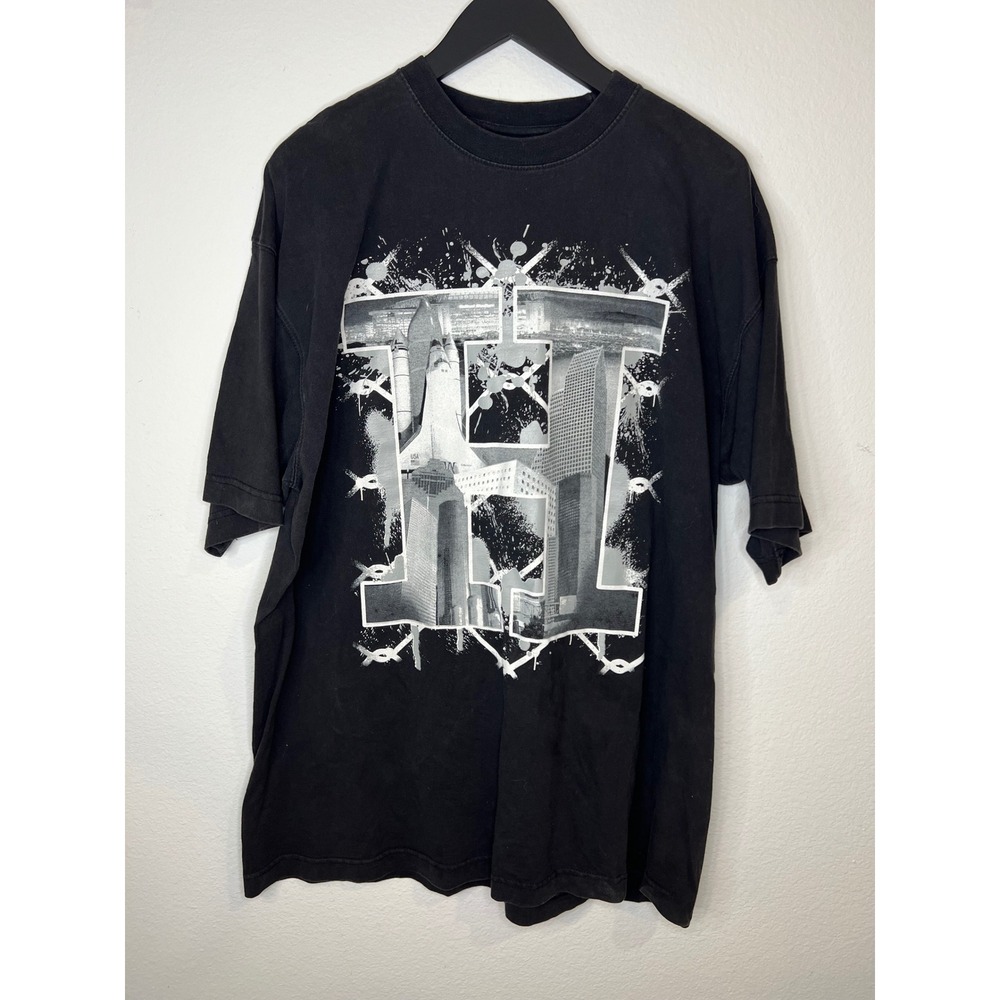 Dream USA Mens T-Shirt Space Shuttle City Graphic Black 2XL